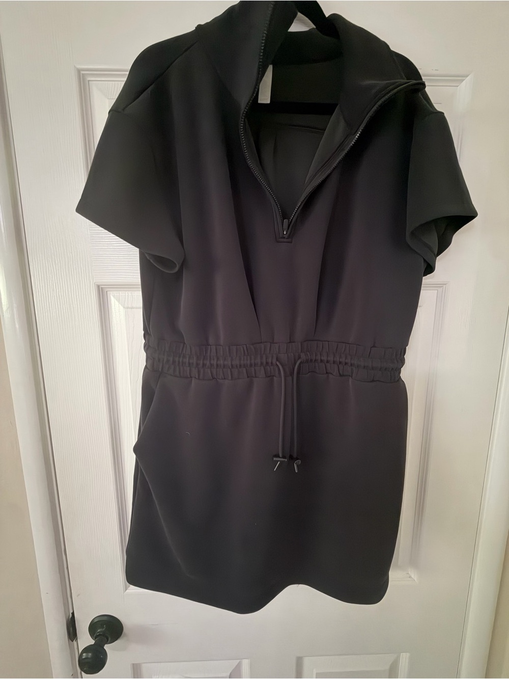 Zella Soft Luxe Knit Quarter Zip Dress Black Large